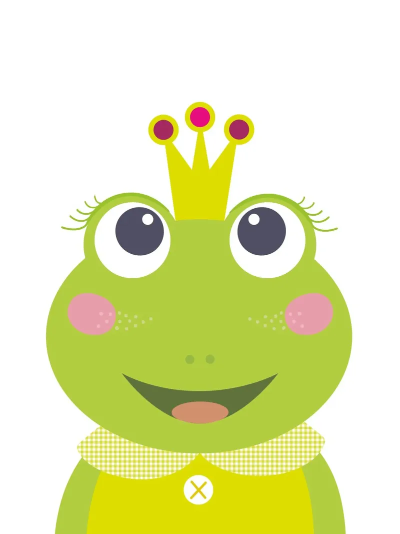 Skurrile Froschprinzessin, verspielte Märchenwandkunst Leinwand mit Schattenfugenrahmen von JaySan Studio