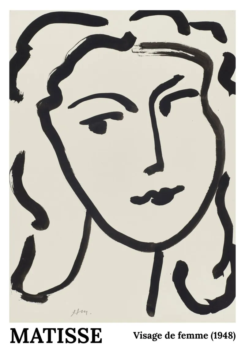 Henri Matisse - Das Gesicht einer Frau Plakat Poster mit Holzrahmen von the red studio
