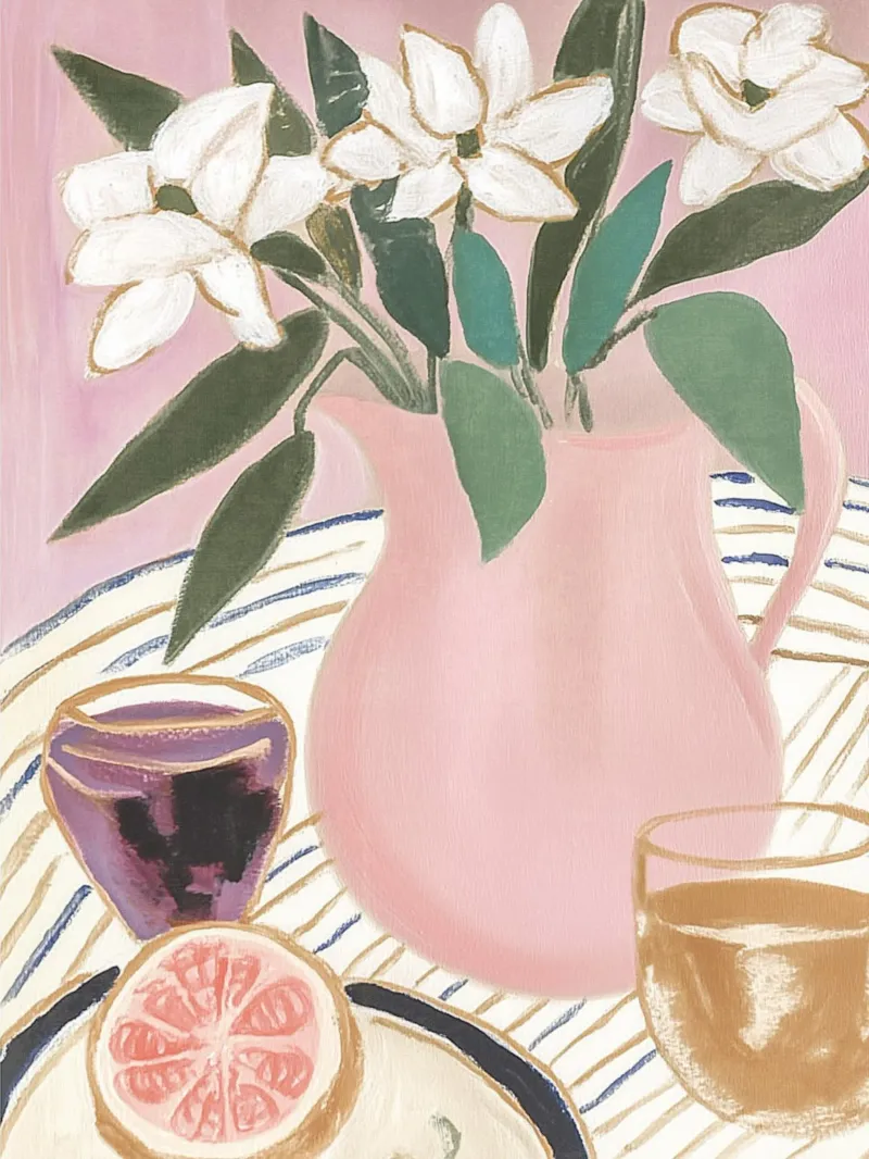 Roze zomertafel canvas met Baklijst van Carinaprint