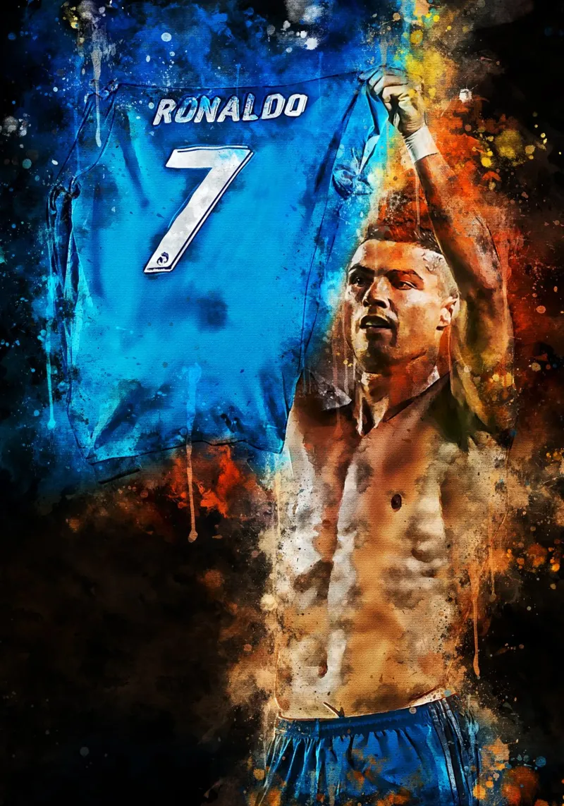 Cristiano Ronaldo Real Madrid poster con telaio in legno da MasterInkArt
