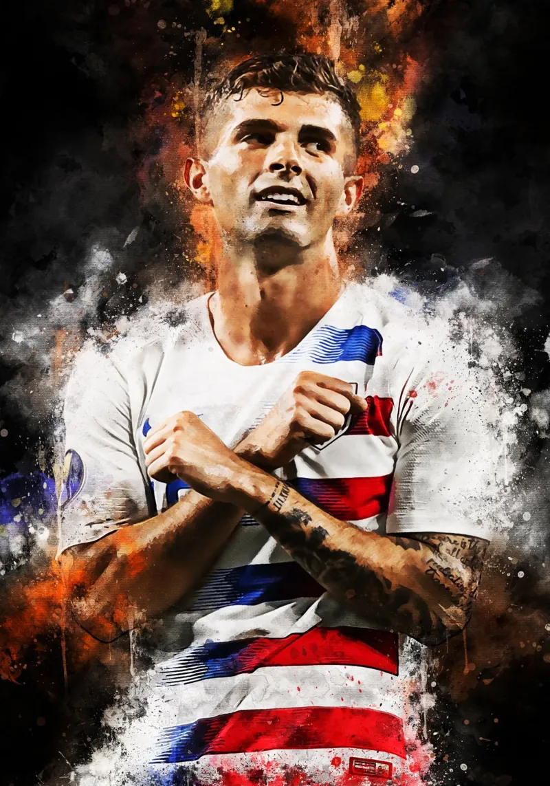 Christian Pulisic poster con telaio in plastica da MasterInkArt
