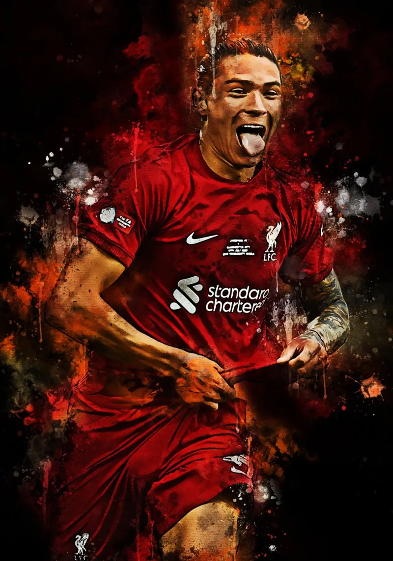 Darwin Núñez Liverpool poster con telaio in alluminio da MasterInkArt