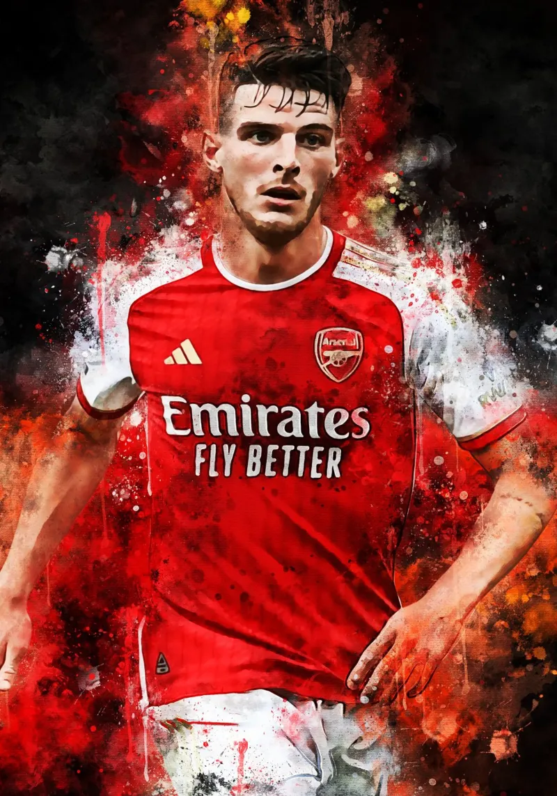Declan Rice Arsenal poster con telaio in legno da MasterInkArt