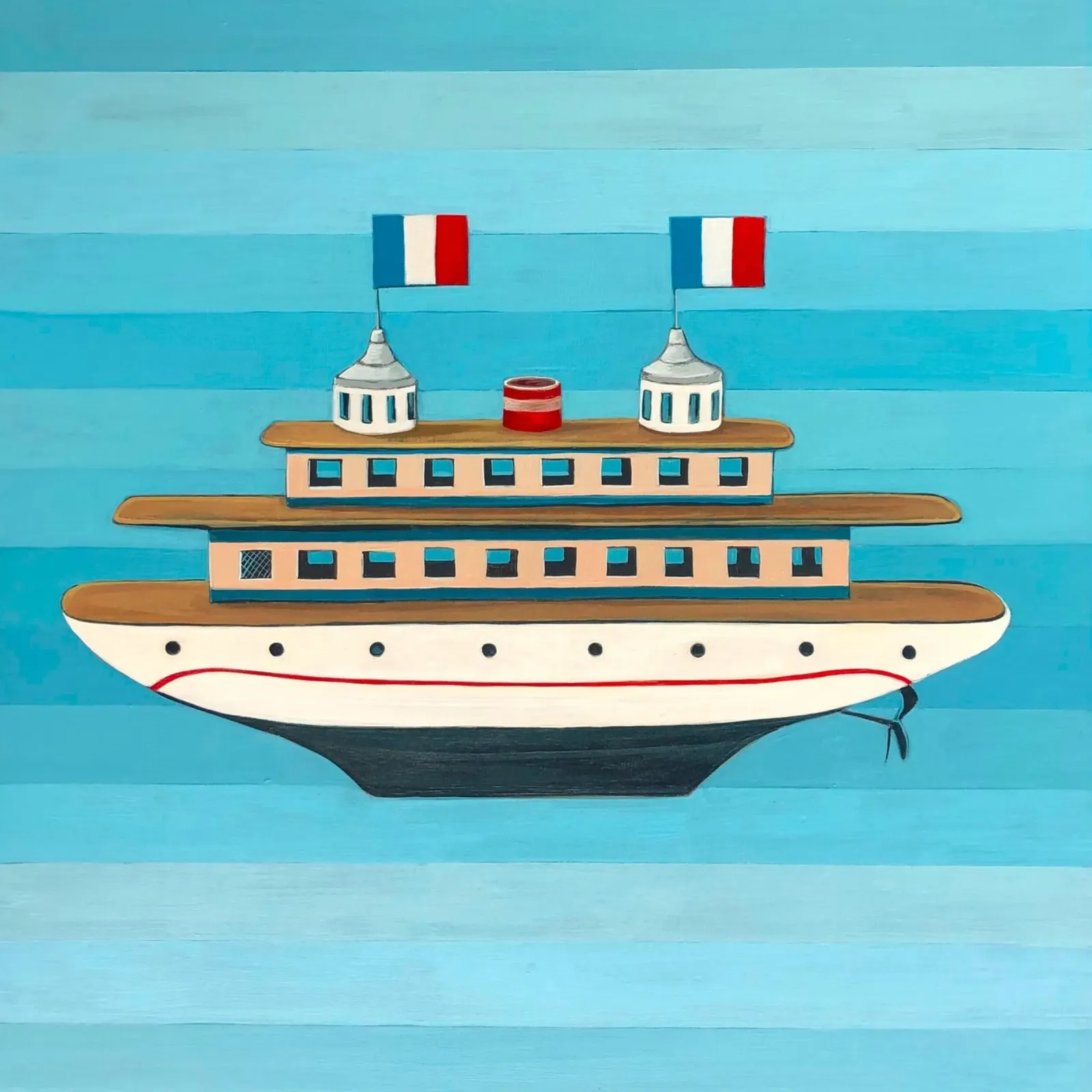 Barca Bandiere francesi 2 - Angela Burson tela con Cornice a cassetta da Seilerprints