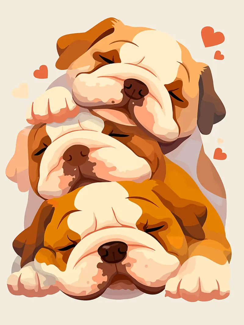cani cuccioli bulldog che dormono poster da Karin M Fried