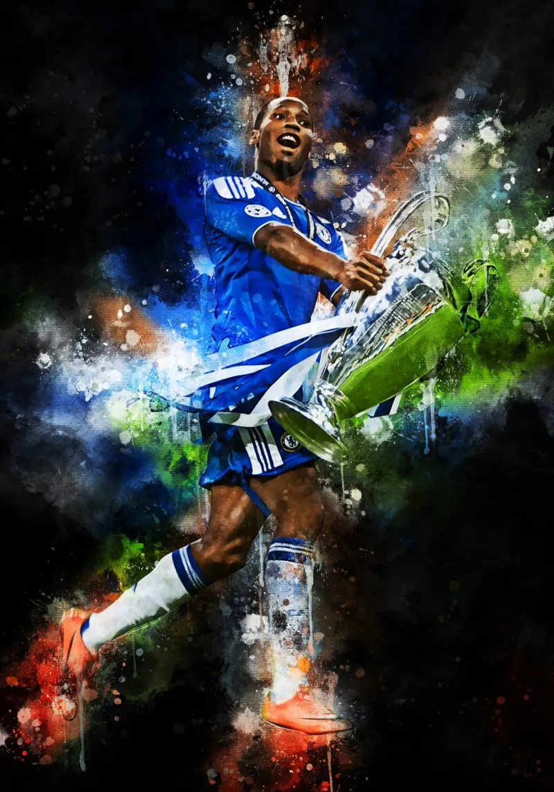Didier Drogba poster con telaio in alluminio da MasterInkArt