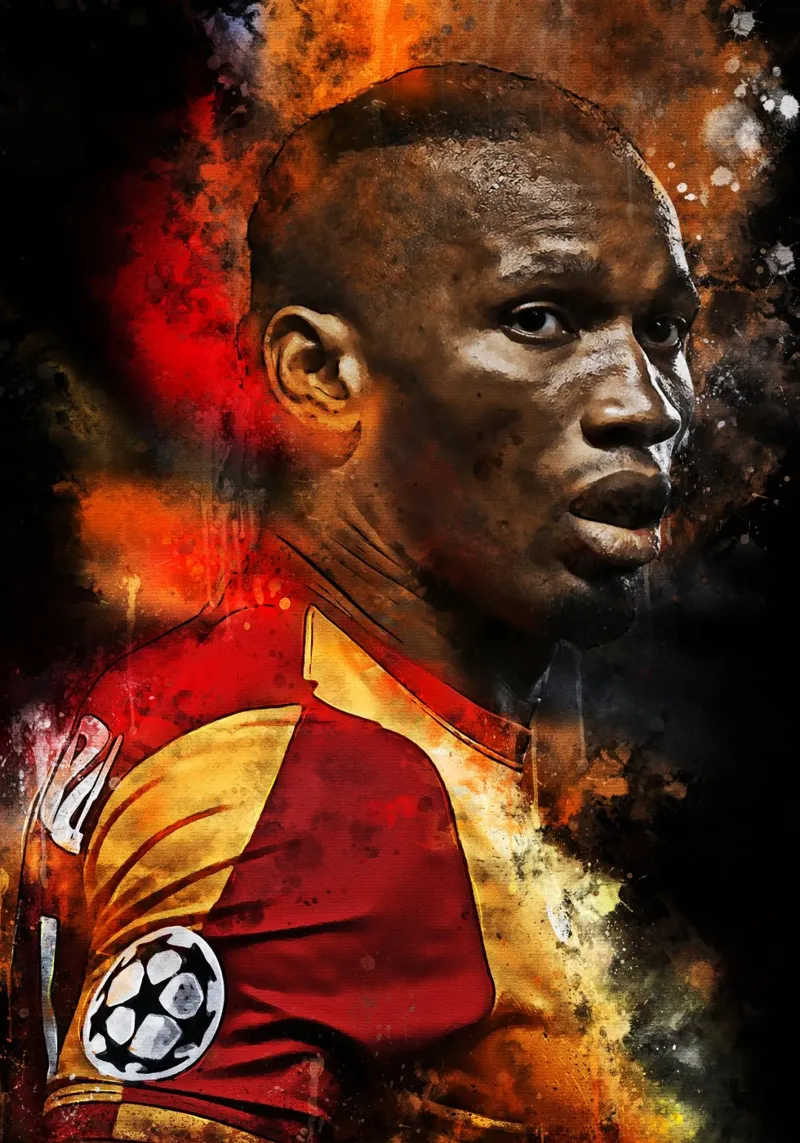 Didier Drogba poster con telaio in alluminio da MasterInkArt