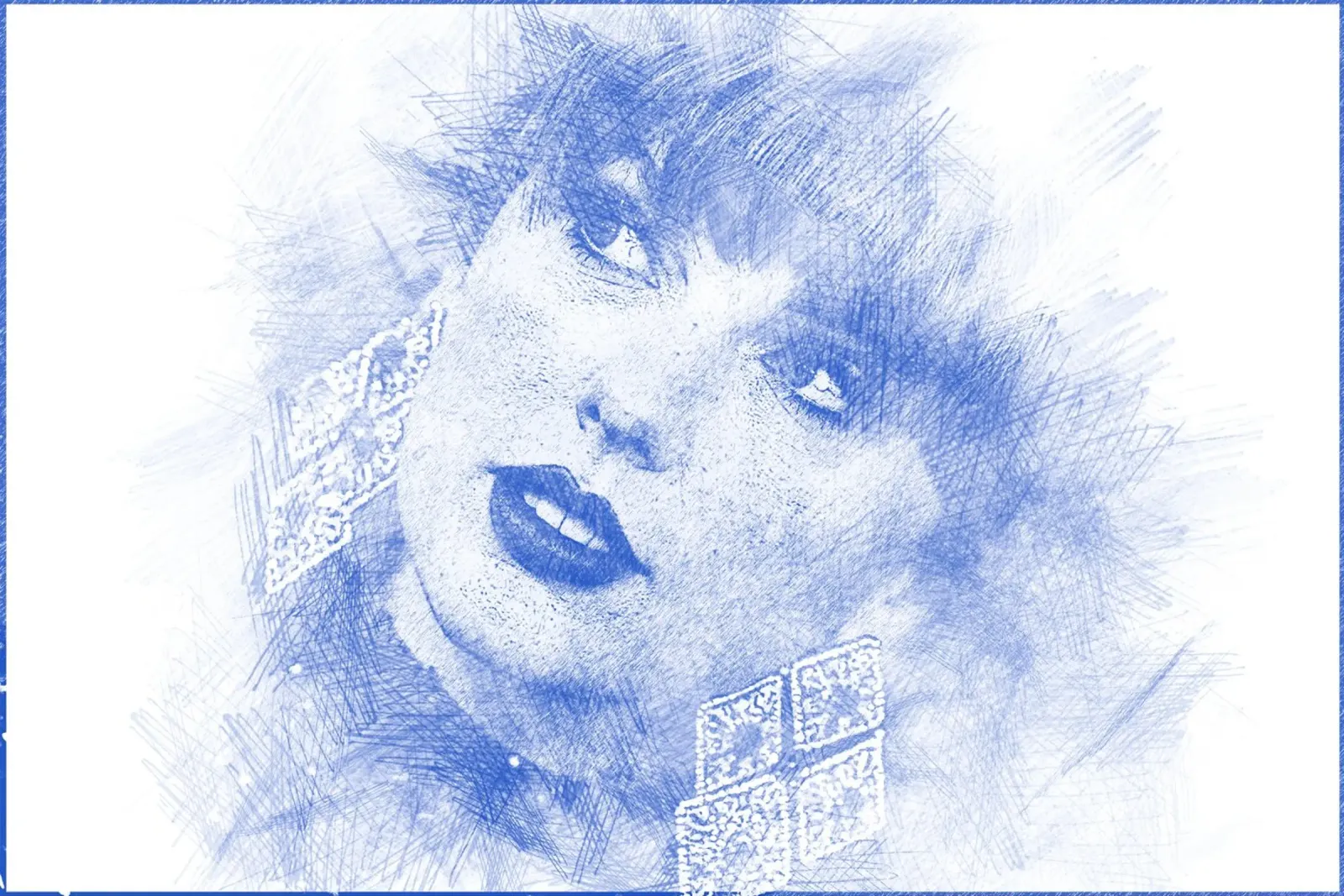 Schizzo di Taylor Swift poster con telaio in alluminio da Trinara