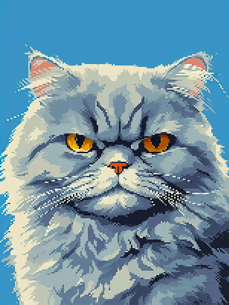 Pixel gatto animale occhi pelliccia baffi poster con telaio in plastica da Franziska Richter
