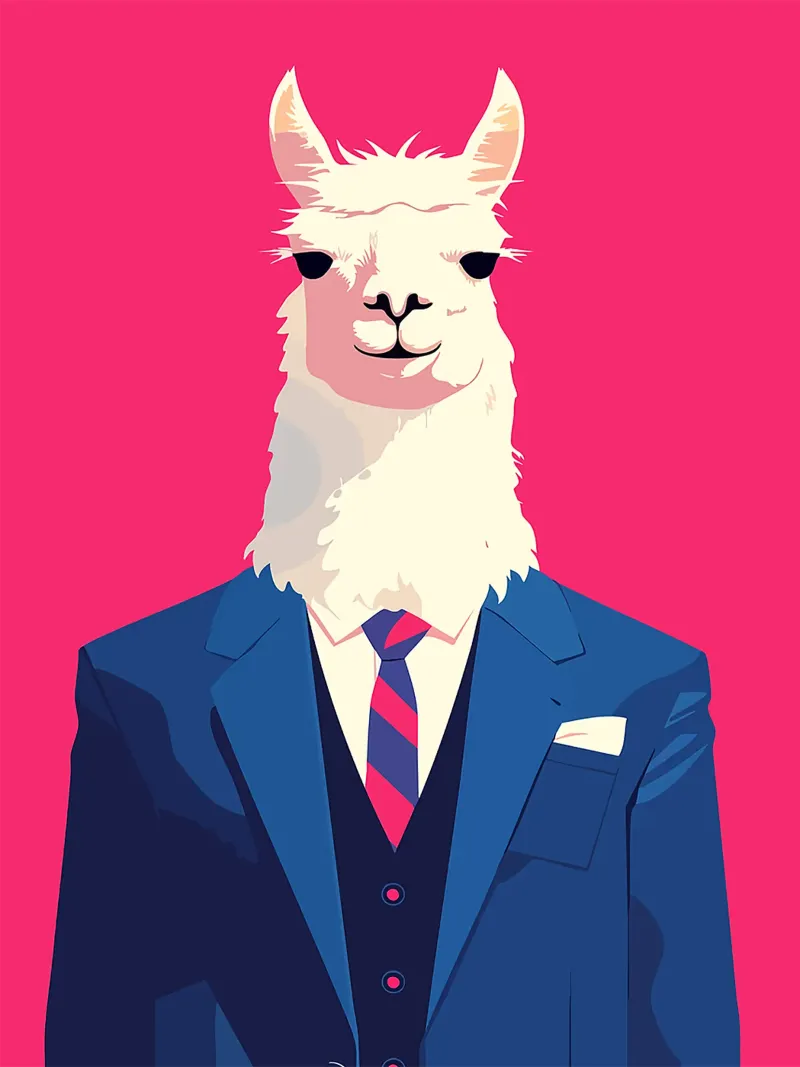 lama abito cravatta giacca abito camicia piazza da taschino poster con telaio in alluminio da Franziska Richter
