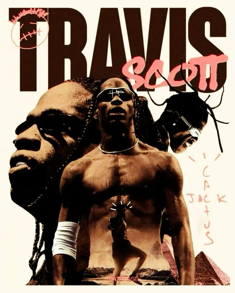 Travis Scott hip-hop poster con telaio in alluminio da Lembayung art
