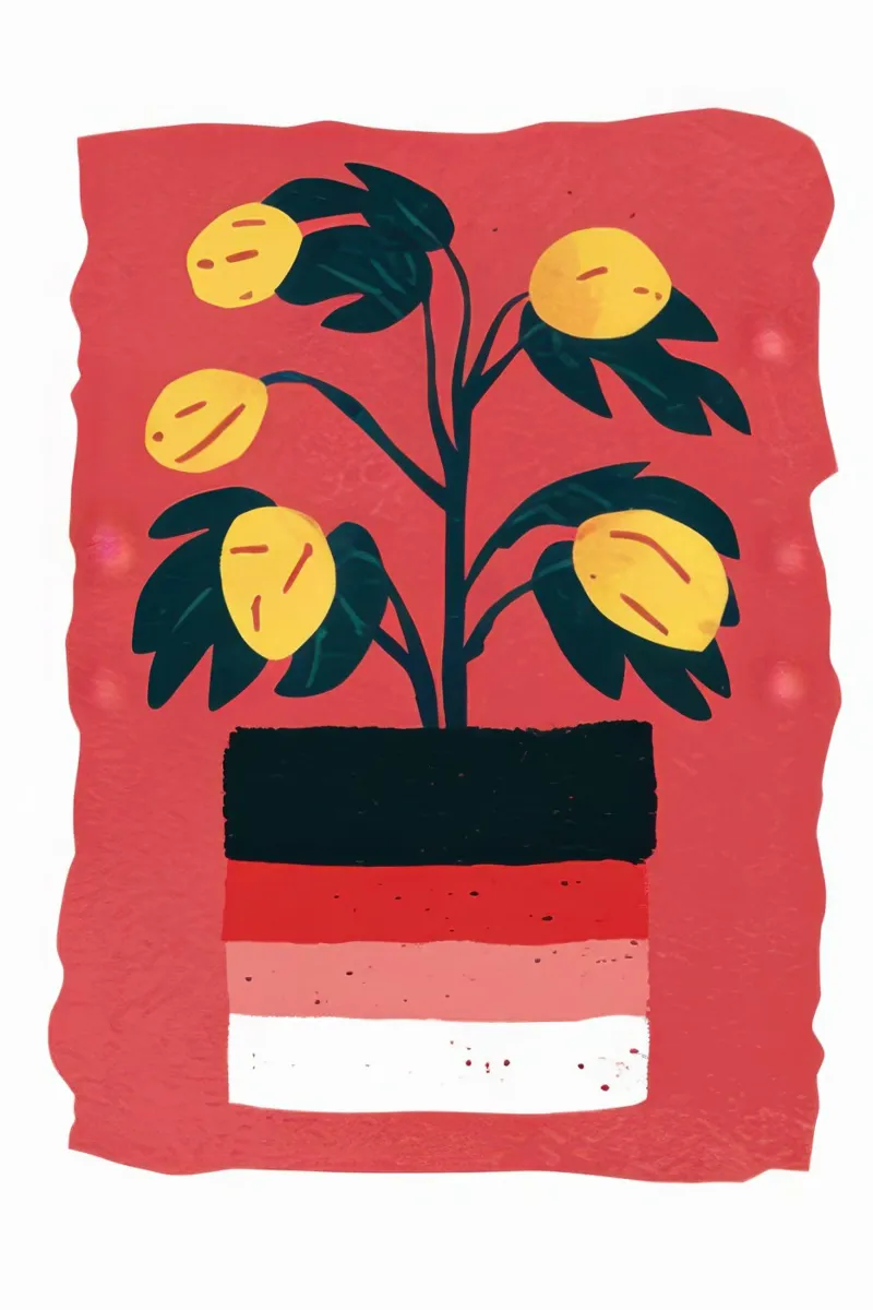 Albero di limoni in vaso poster con telaio in alluminio da Bruce Juice
