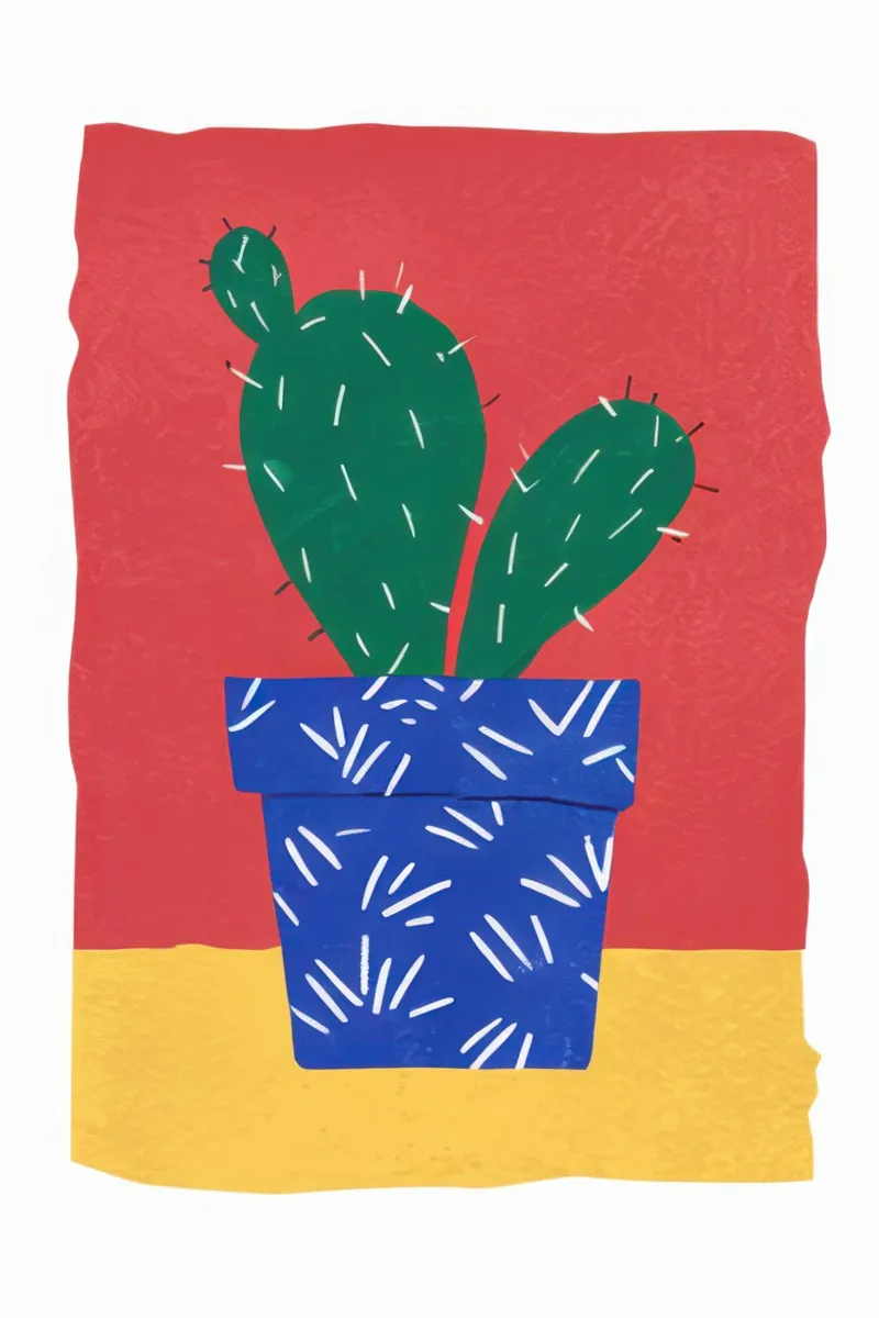 Cactus stilleven met structuur canvas met Baklijst van Bruce Juice
