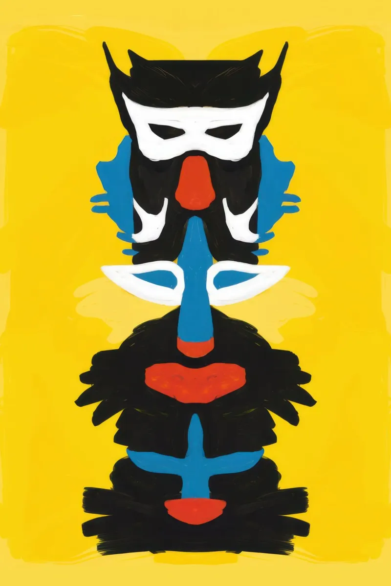 Totem gufo astratto poster con telaio in alluminio da Bruce Juice