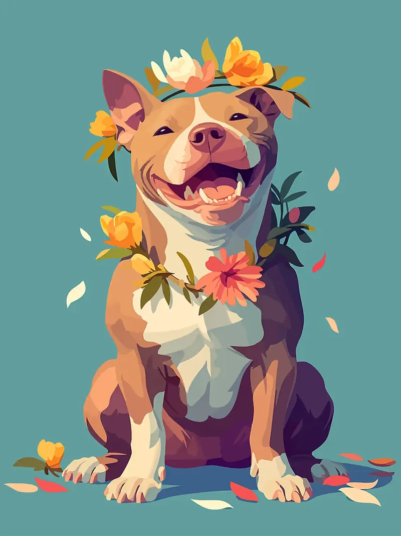 cane fiori fiori-corona fiori-petali poster con telaio in plastica da Elly Neubauer
