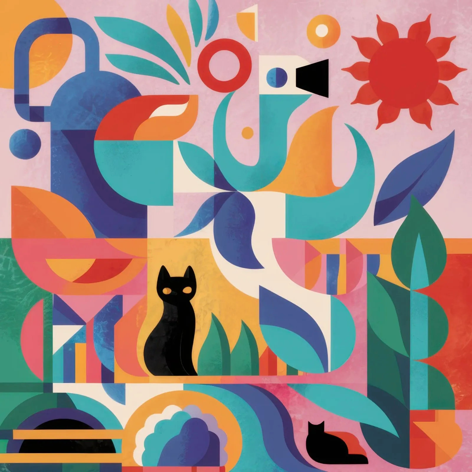 Gatto nero astratto poster da Snow Mist