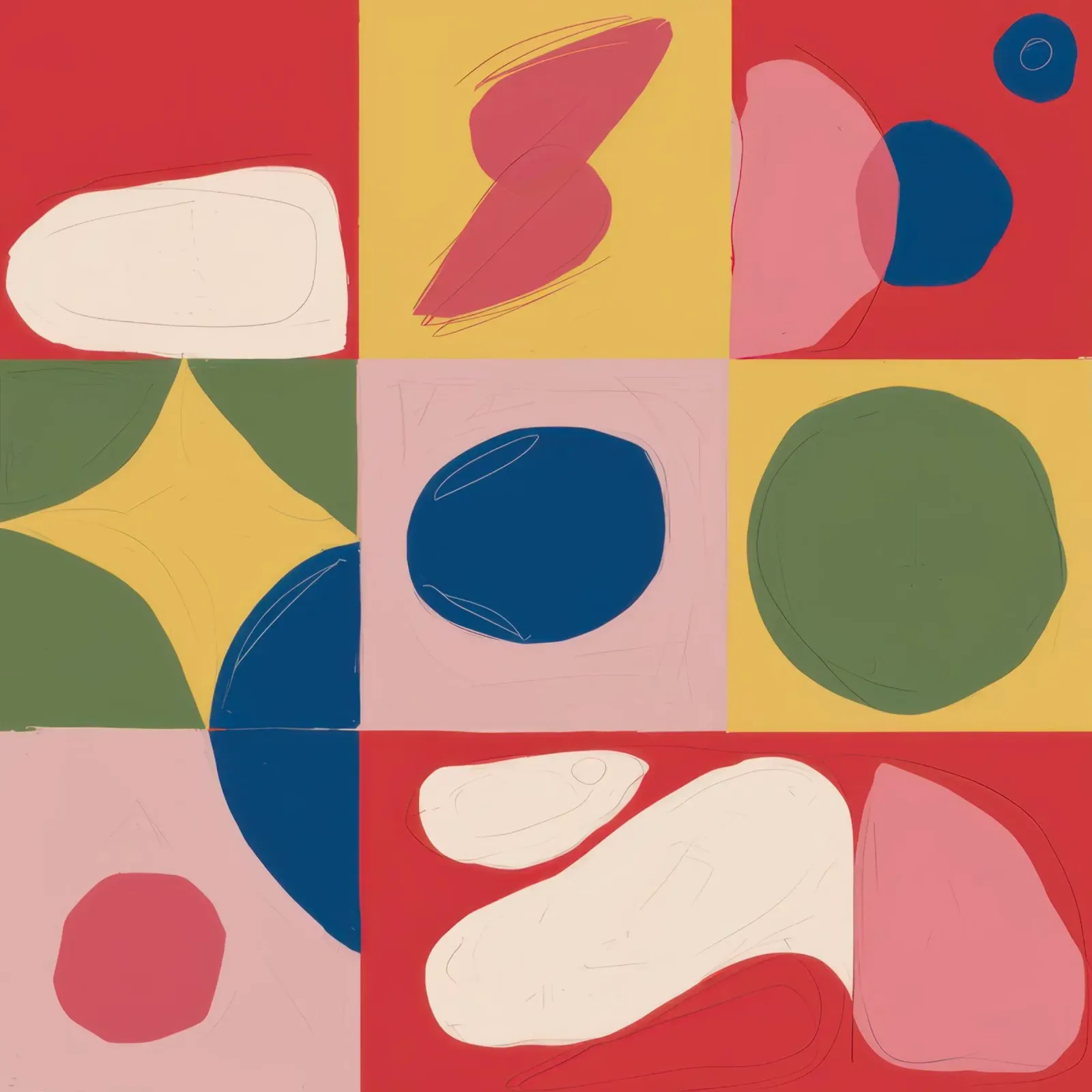 Geometric Color Blocks poster with wooden frame by Lyra Glaze