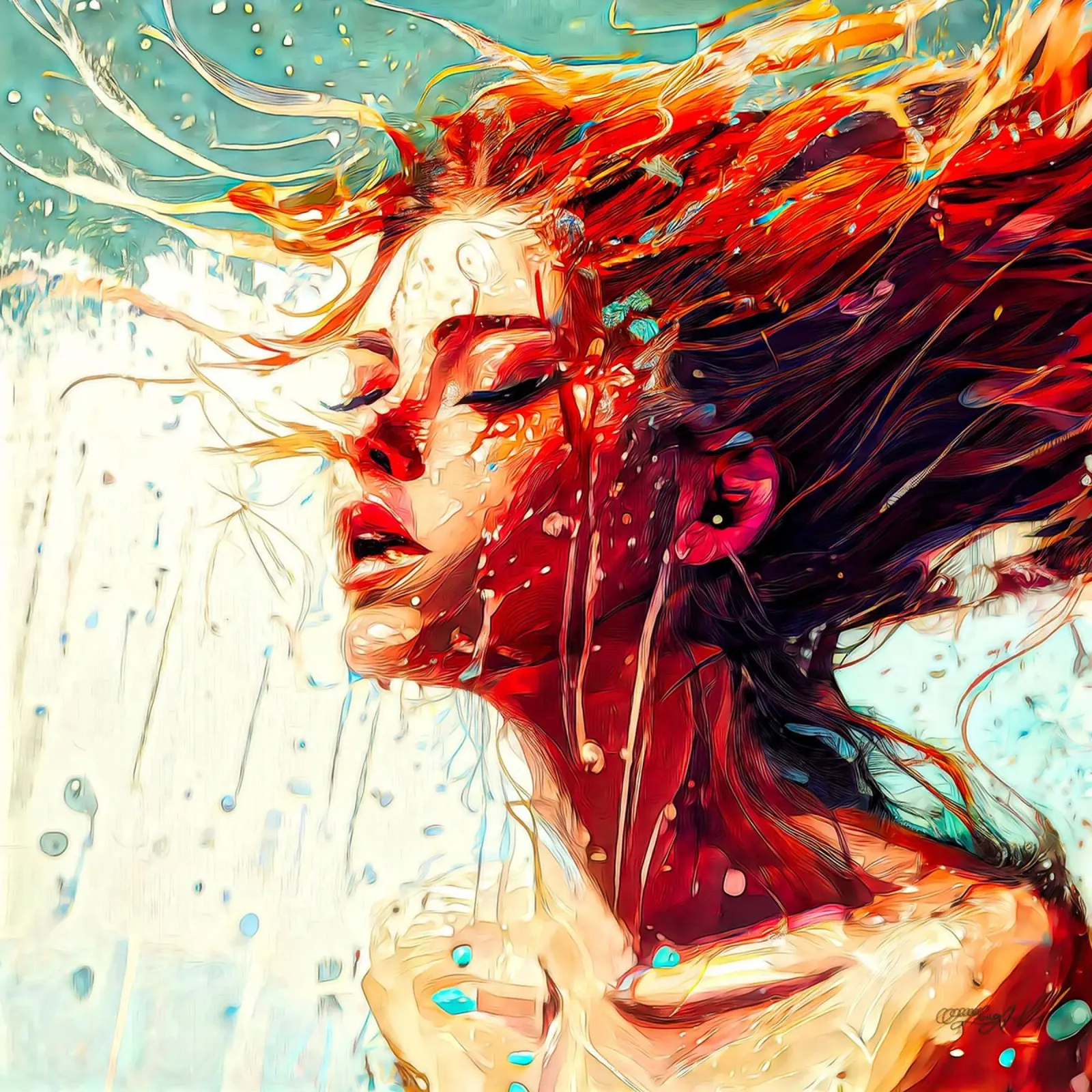 Tuffarsi in acqua poster con telaio in alluminio da Norman Click
