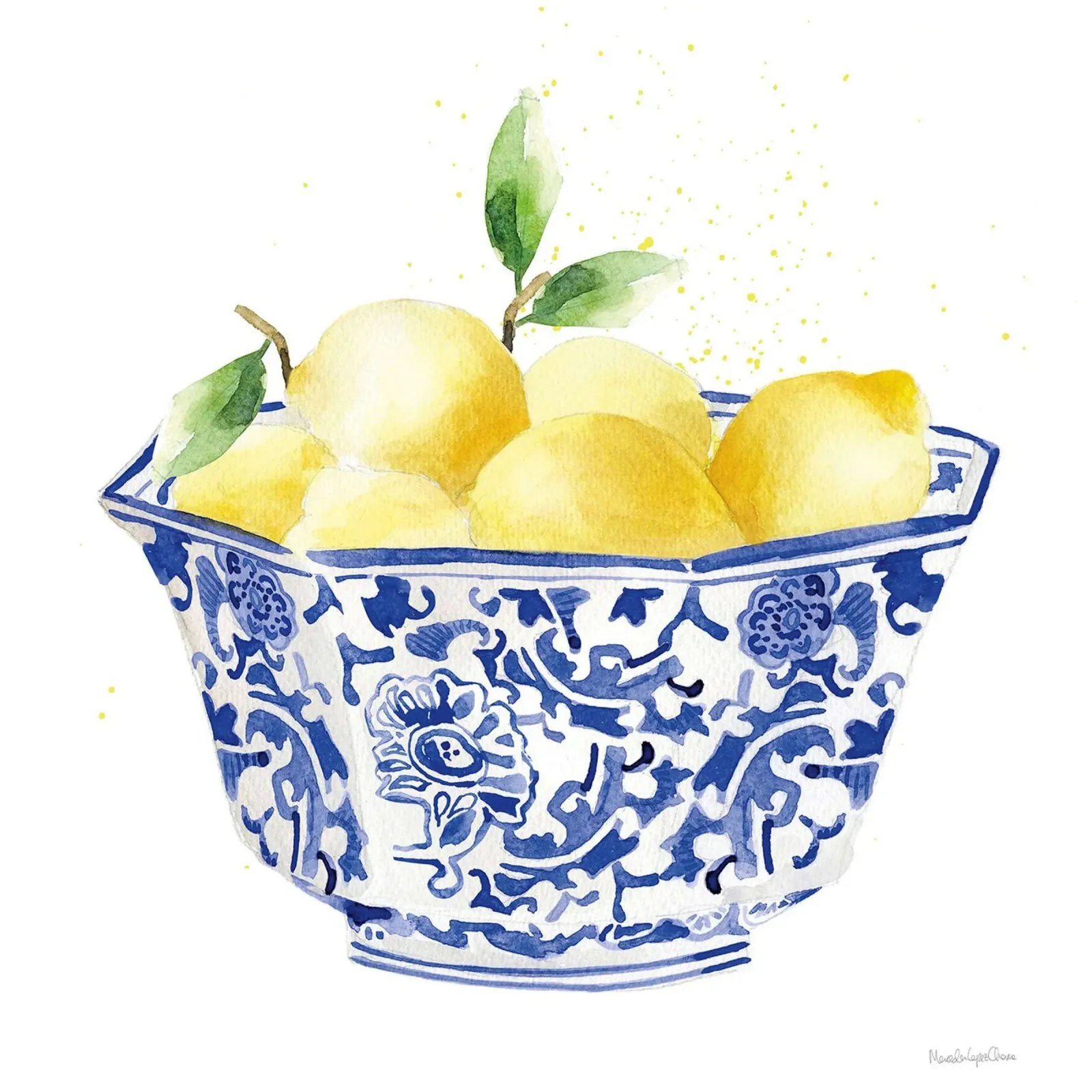 Buccia di limone in blu poster con telaio in alluminio da Norman Click