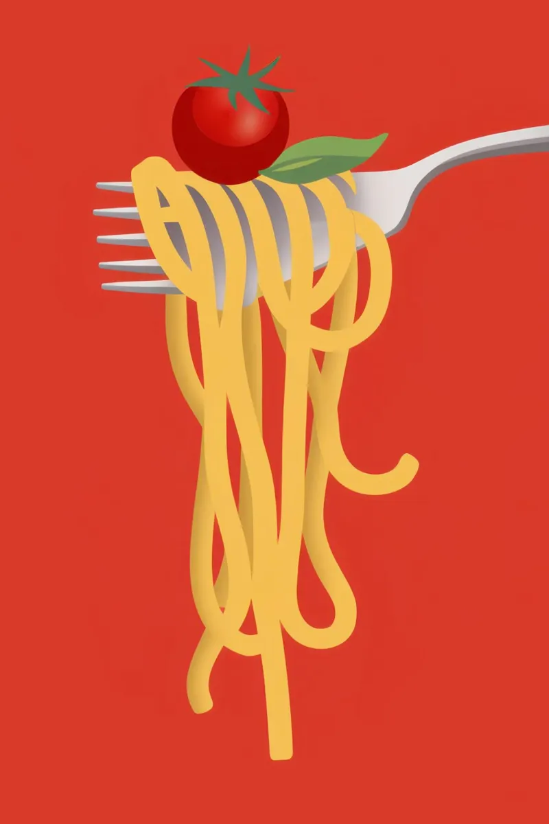 Simple Spaghetti Twirl poster con telaio in legno da Bruce Juice