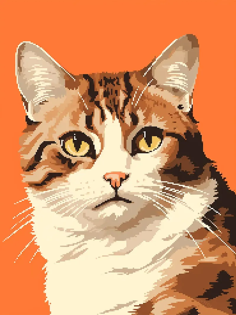 pixel gatto felino animale domestico orecchie occhi poster con telaio in alluminio da Lukas Hoffmann