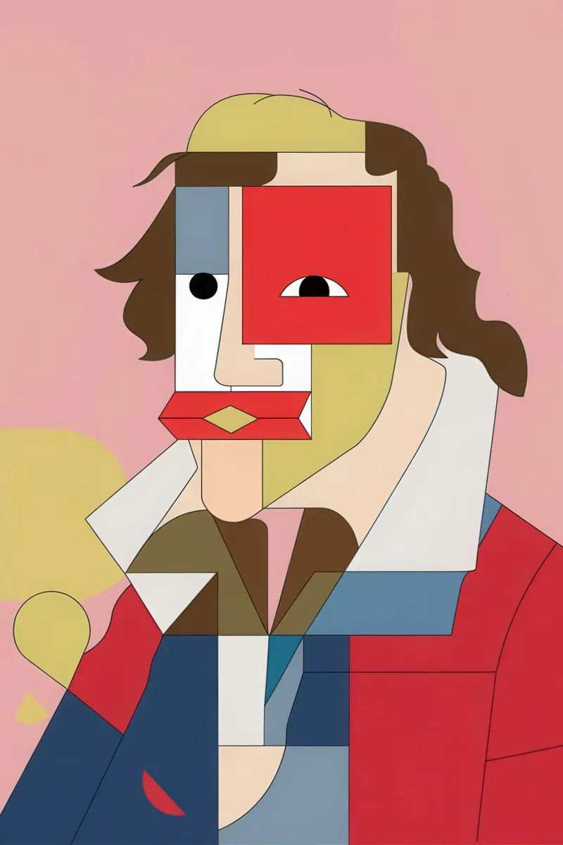 Cubist Reader Portrait canvas with Floater frame by Bruce Juice