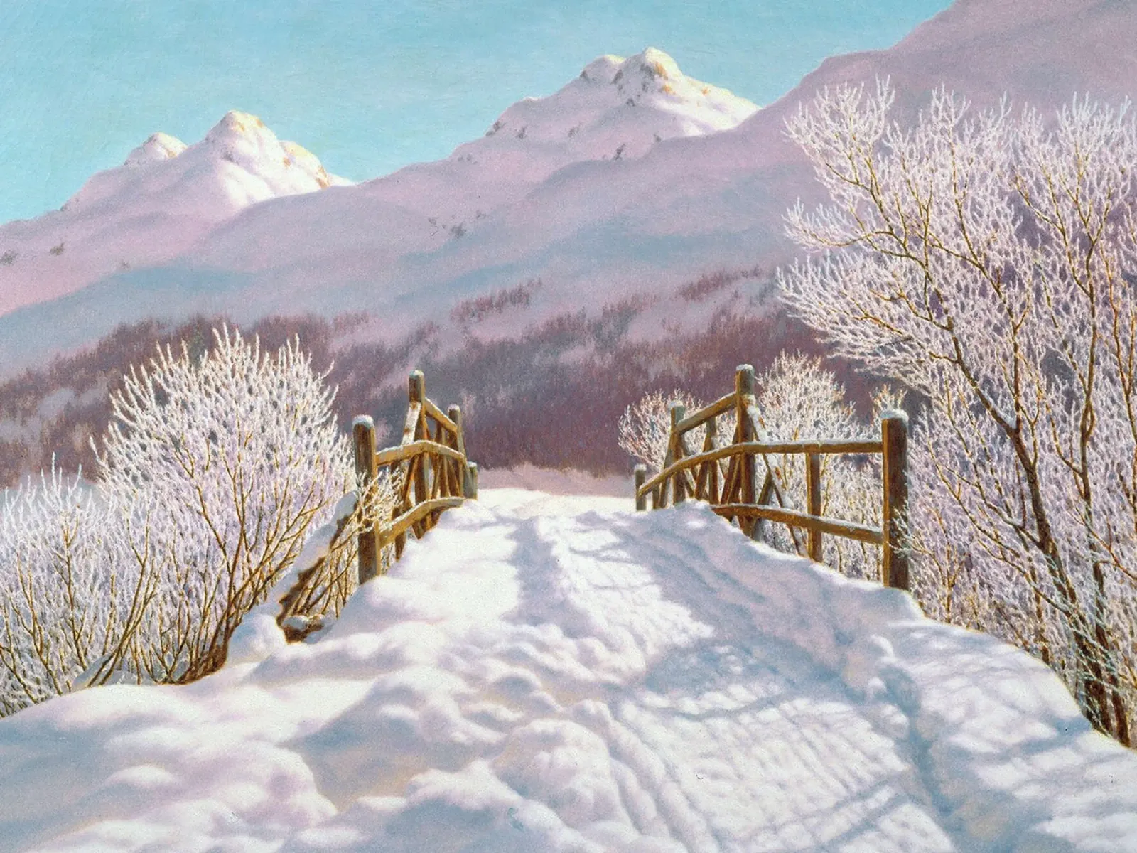 Gelo d'argento in Engadina poster con telaio in legno da Norman Click