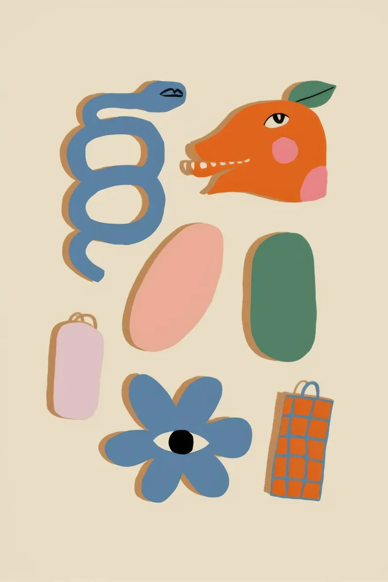 Forme organiche giocose poster con telaio in plastica da Autumn Season