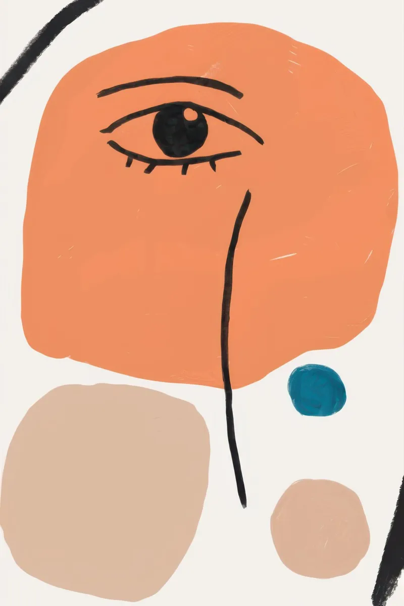 Minimalist Face Outline canvas with Floater frame by Snow Mist