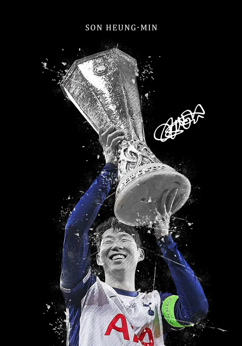 Son Heung-Min poster con telaio in legno da FreeArtStudio