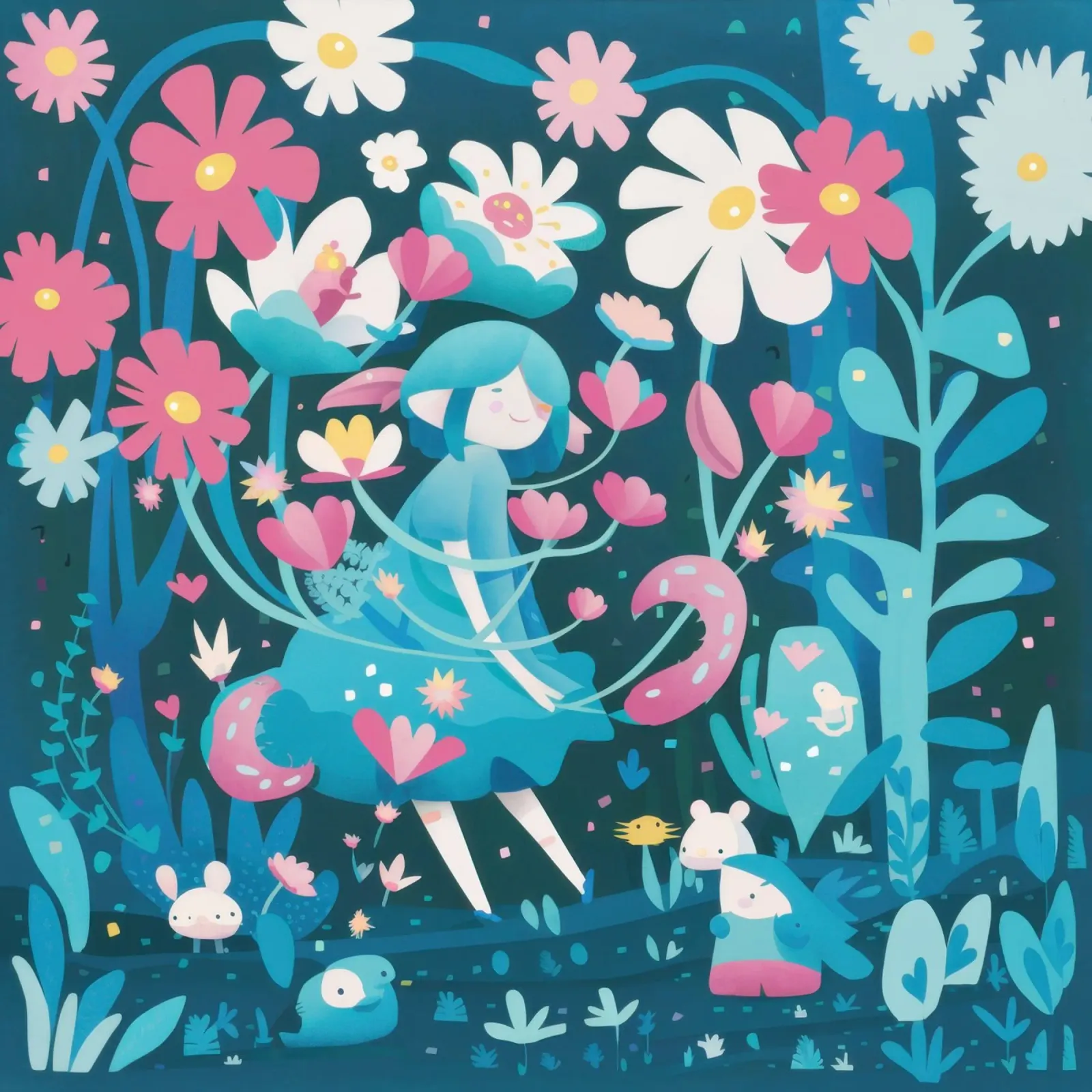 Sogno floreale di una sirena poster con telaio in alluminio da Lyra Glaze