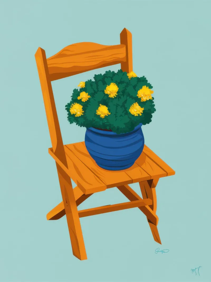 Fiori di sole in vaso poster con telaio in legno da Snow Mist