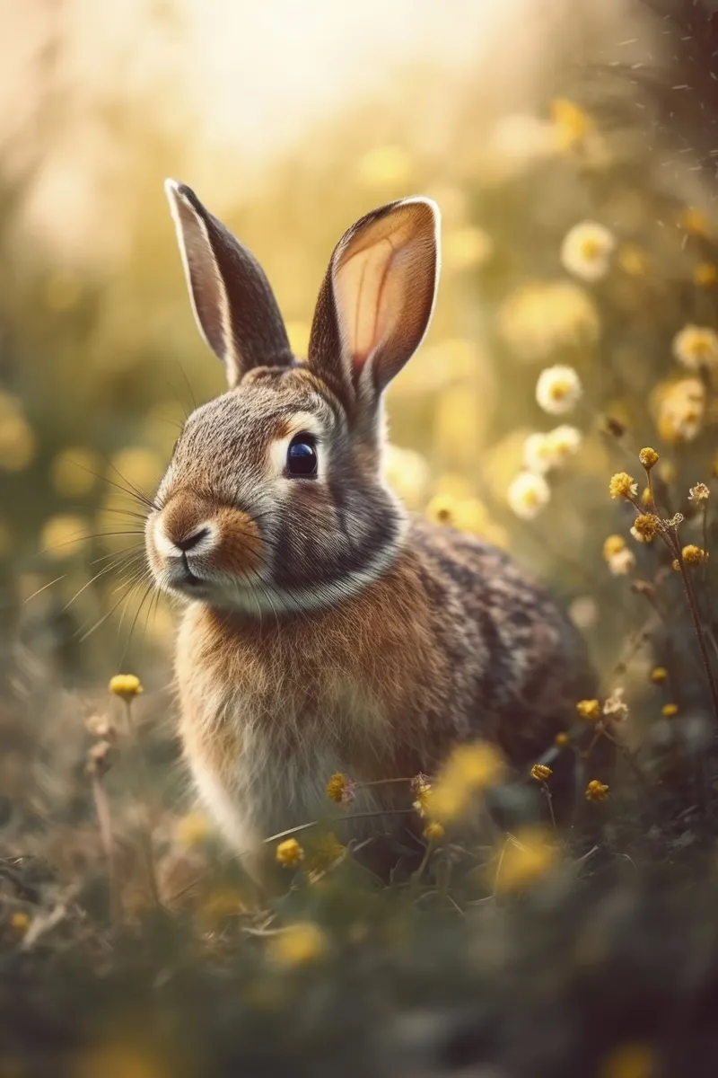 Bunny In Flower Field alluminio dibond da treechild