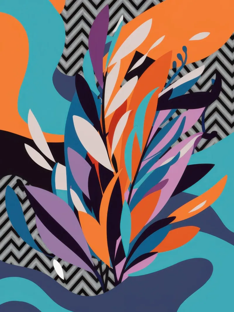 Dynamic Leaf Abstract canvas with Floater frame by Bruce Juice