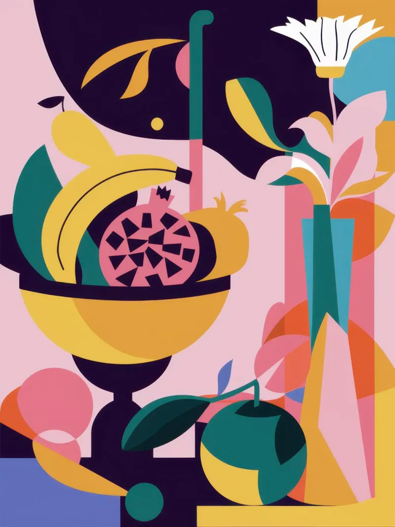 Abstraktes Obststillleben Poster von Lyra Glaze
