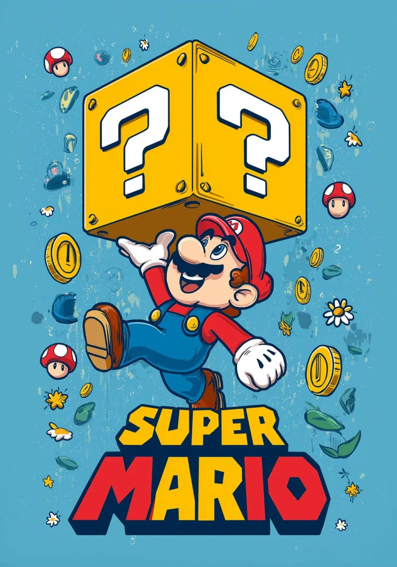 Super Mario canvas met Baklijst van Fleur de Lys