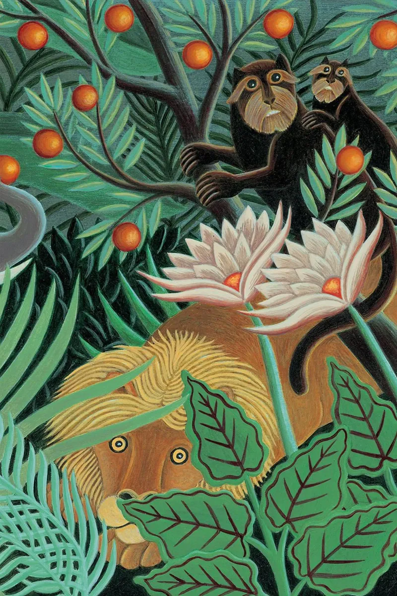 Henri Rousseau Moeder en kind dier canvas met Baklijst van Günstiger Laden
