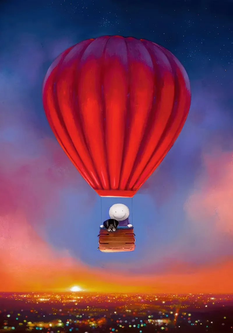 Doug Hyde omhoog pup en weg un poster met houten frame van Hyde Hi