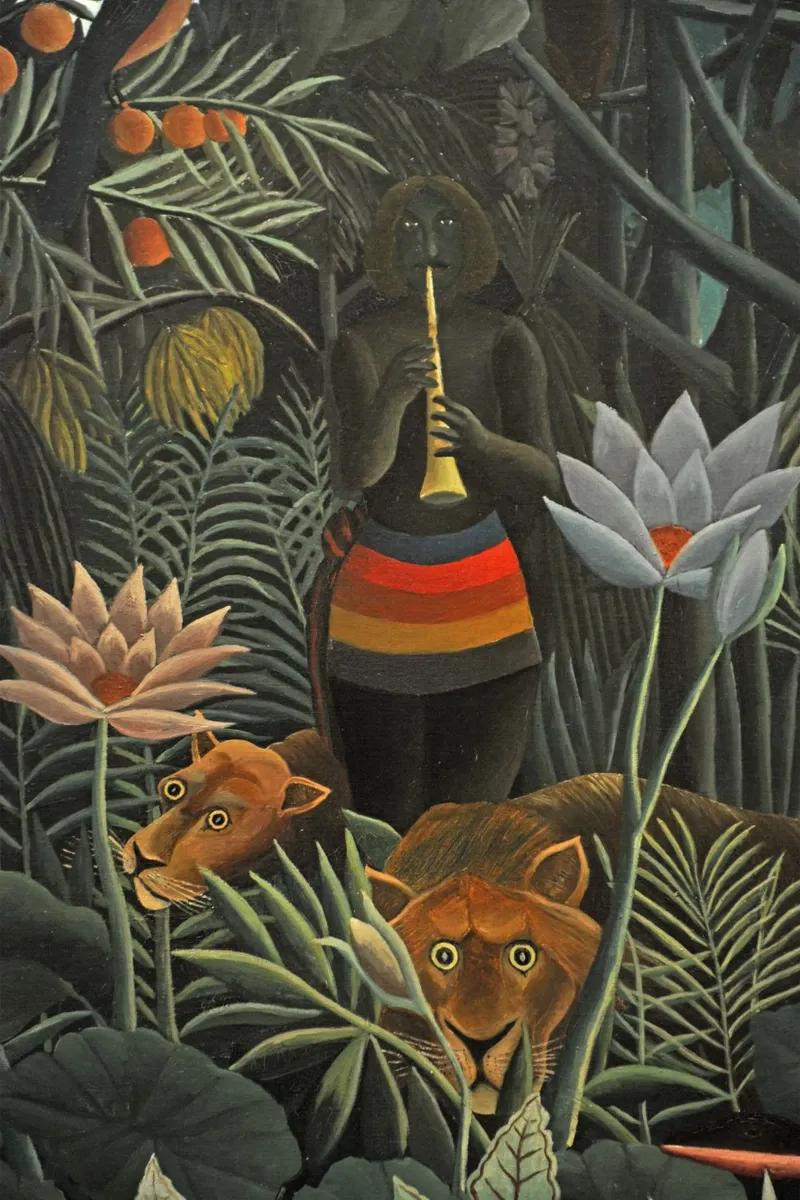 Henri Rousseau - Tiger and Tamer in the Forest poster with wooden frame by Günstiger Laden