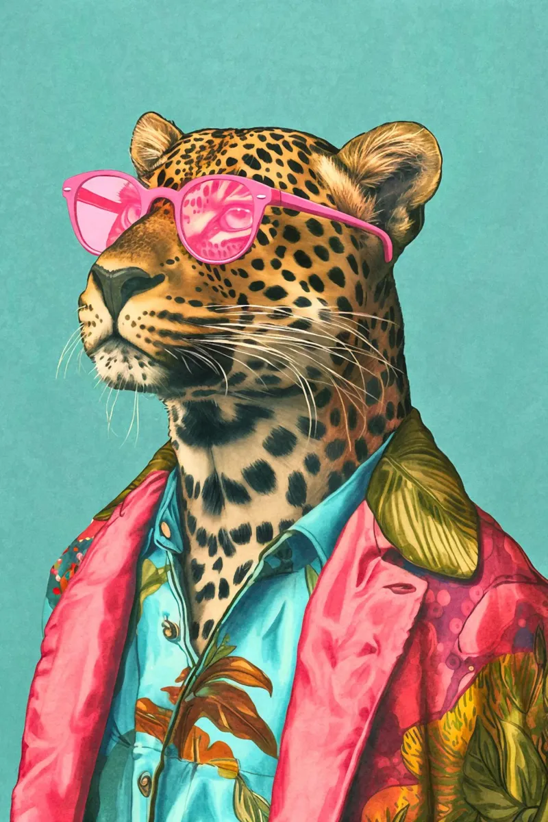 Casual Leopard Cool Performance poster con marco de plástico de Andrea Haase Animal Love