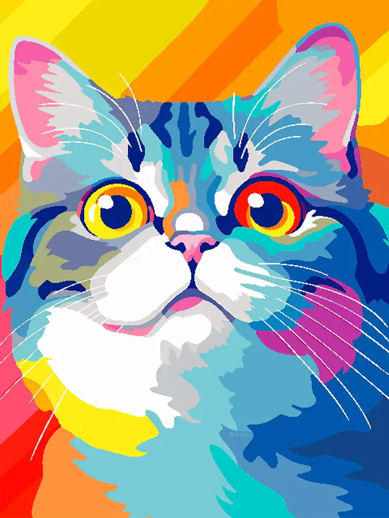 occhi di gatto baffi pelliccia orecchie poster con telaio in legno da Lukas Hoffmann