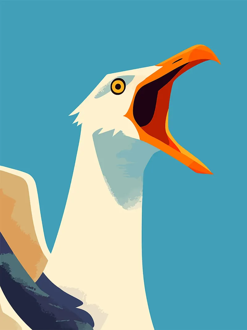 uccello becco piume testa ala occhio poster con telaio in alluminio da Lukas Hoffmann