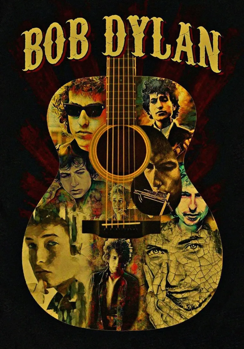 Cronache dal vivo di Bob Dylan poster con telaio in legno da xerico