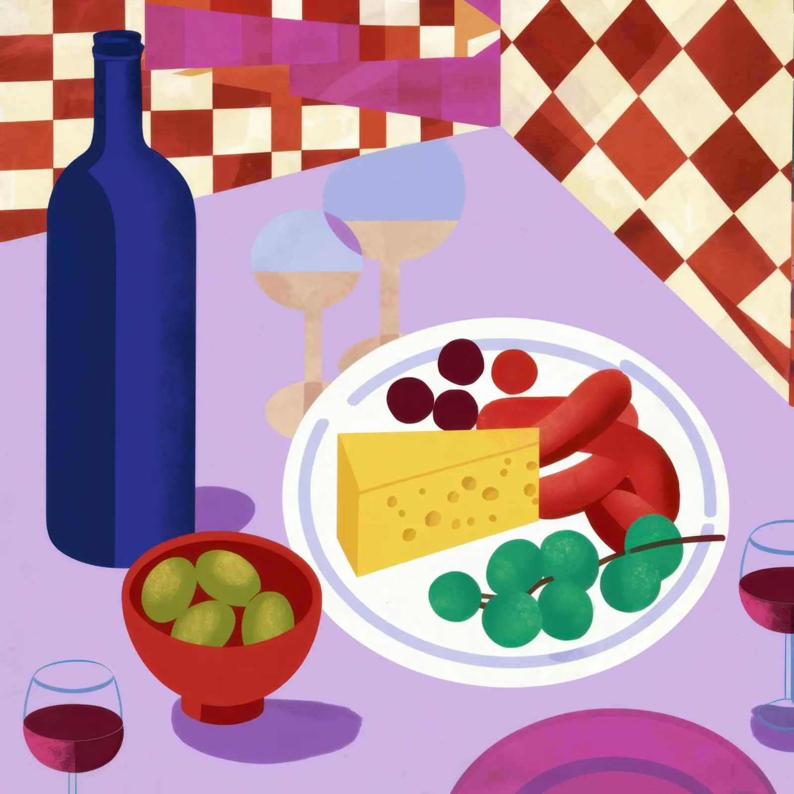 Delizia da picnic a scacchi poster con telaio in legno da Autumn Season