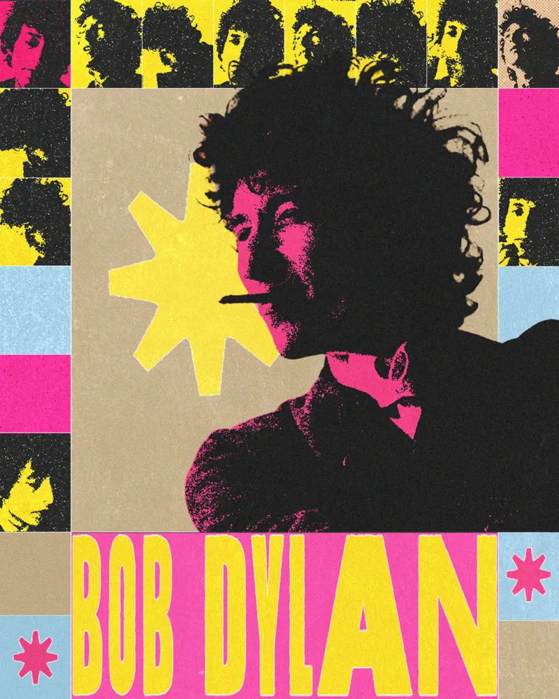 Storie dal vivo di Bob Dylan poster con telaio in alluminio da xerico