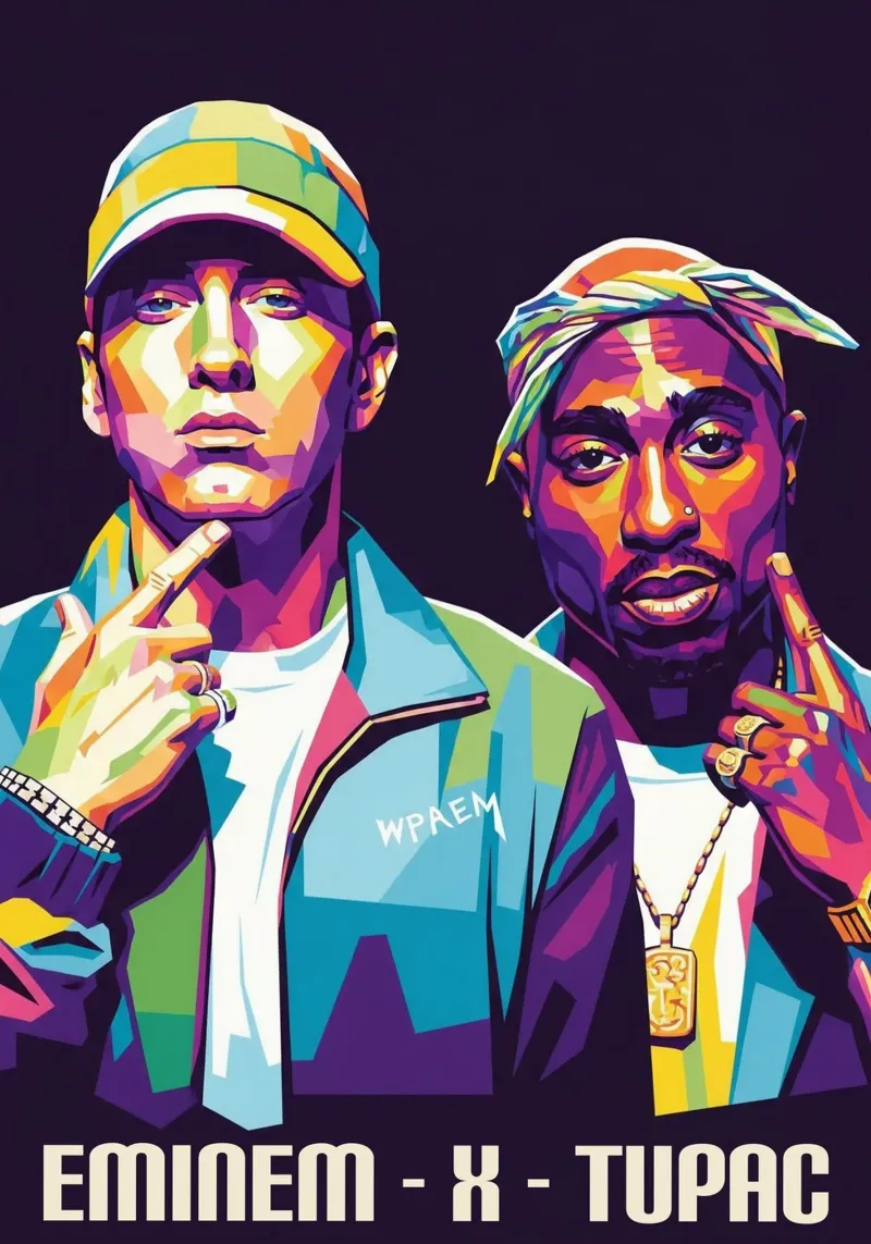 Eminem - X - Tupac poster con telaio in plastica da Hantamrata