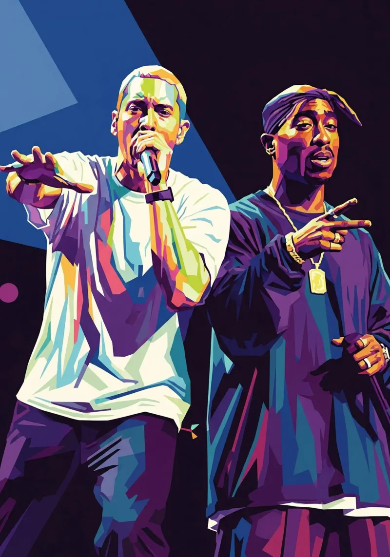 Eminem con Tupac poster con telaio in alluminio da Hantamrata