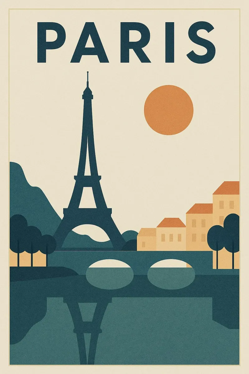 PARIGI - Affiche vintage Tour Eiffel e Senna poster con telaio in alluminio da JETLAG | affiches voyage