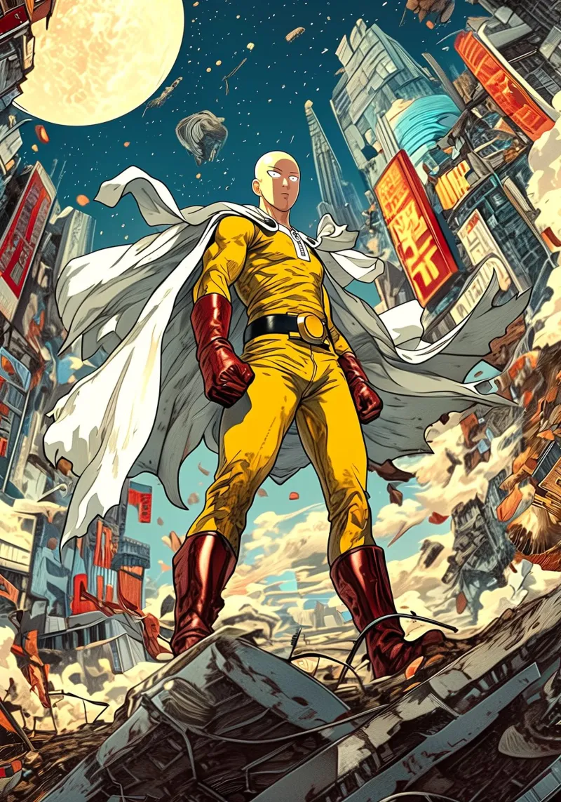 Saitama One Punch Man tela con Cornice a cassetta da Stellar Creative
