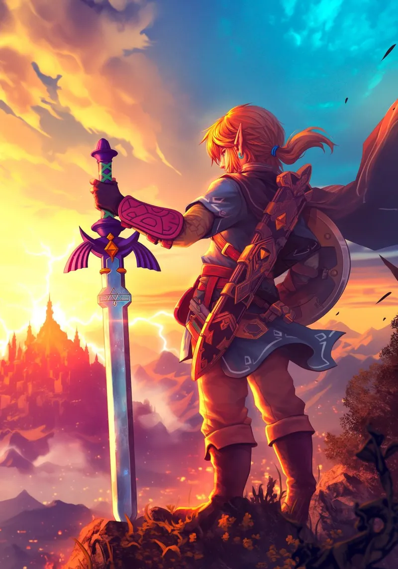 Link La leggenda di Zelda poster con telaio in plastica da Fleur de Lys